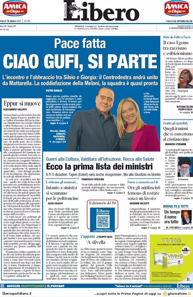 Prime pagine giornali 18 ottobre 2022. Rdc, metà dei soldi a finti poveri Prime pagine giornali 18 ottobre 2022. Rdc, metà dei soldi a finti poveri