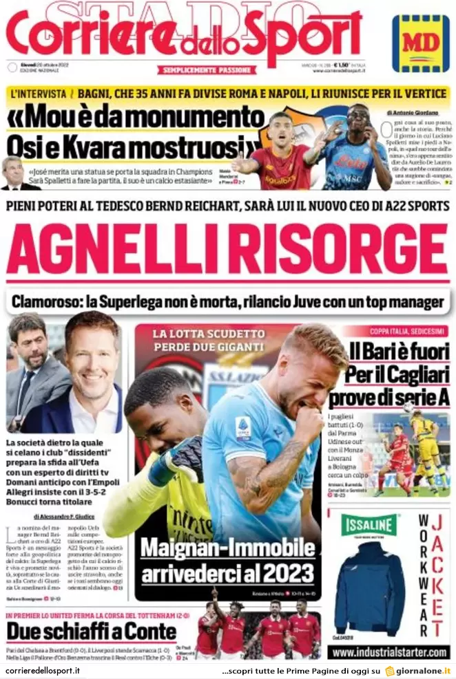 Prime pagine giornali 20 ottobre 2022. Nordio: “Legge Severino non si tocca”