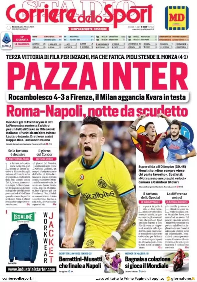 Prime pagine giornali 23 ottobre 2022. Governo Meloni, esordio europeista
