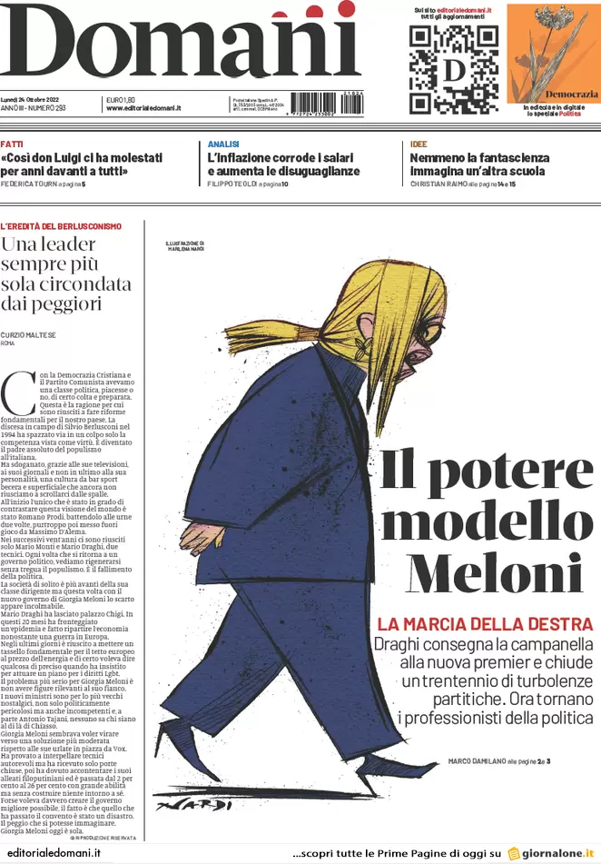 Prime pagine giornali 24 ottobre 2022. Germania: “Basta carri armati a Kiev”