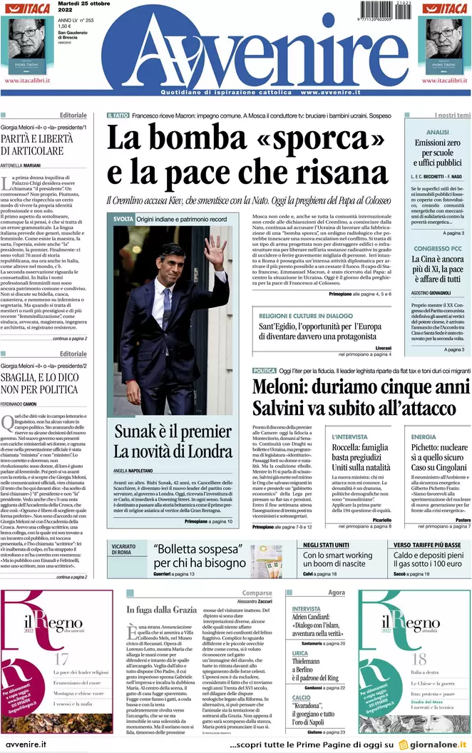 Prime pagine giornali 25 ottobre 2022. Lavoratori stranieri, fuga dall’Italia