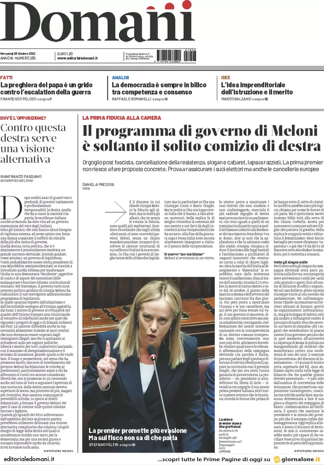 Prime pagine giornali 26 ottobre 2022. Viminale, stretta sulle Ong in mare