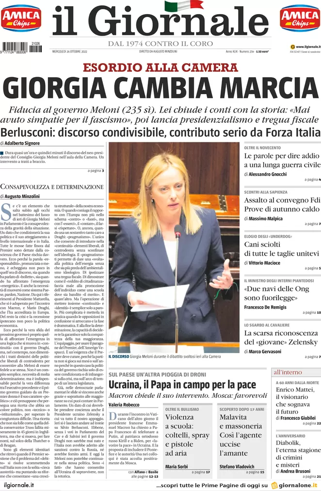 Prime pagine giornali 26 ottobre 2022. Viminale, stretta sulle Ong in mare