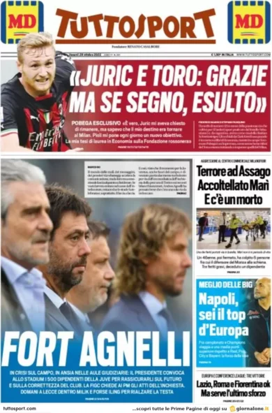 Prime pagine giornali 28 ottobre 2022. Dopo il contante il Pos: stop obbligo