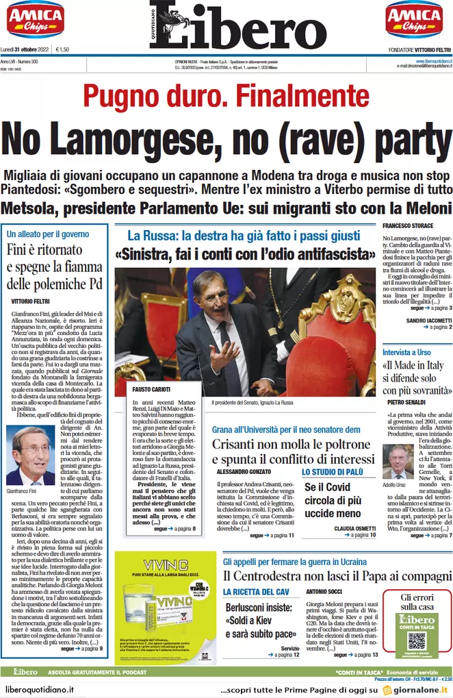 Prime pagine giornali 31 ottobre 2022. Padre uccide figlia, giù dal 3° piano