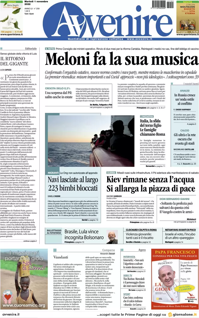 Prime pagine giornali 1 novembre 2022. Foggia, tredicenne stuprata dal branco