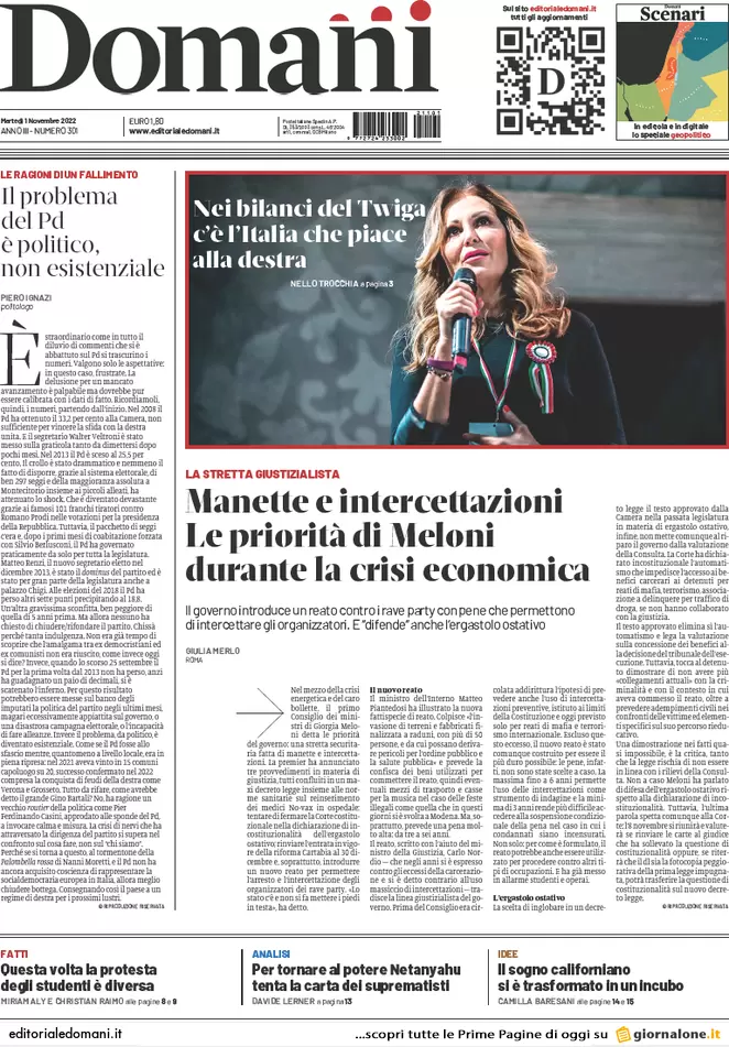 Prime pagine giornali 1 novembre 2022. Foggia, tredicenne stuprata dal branco