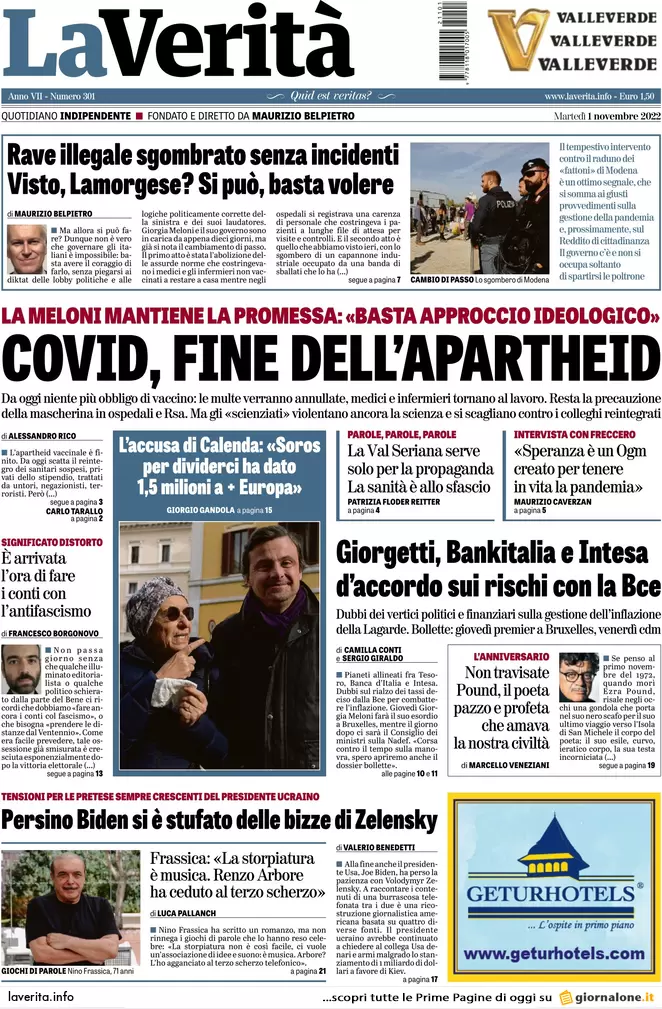 Prime pagine giornali 1 novembre 2022. Foggia, tredicenne stuprata dal branco