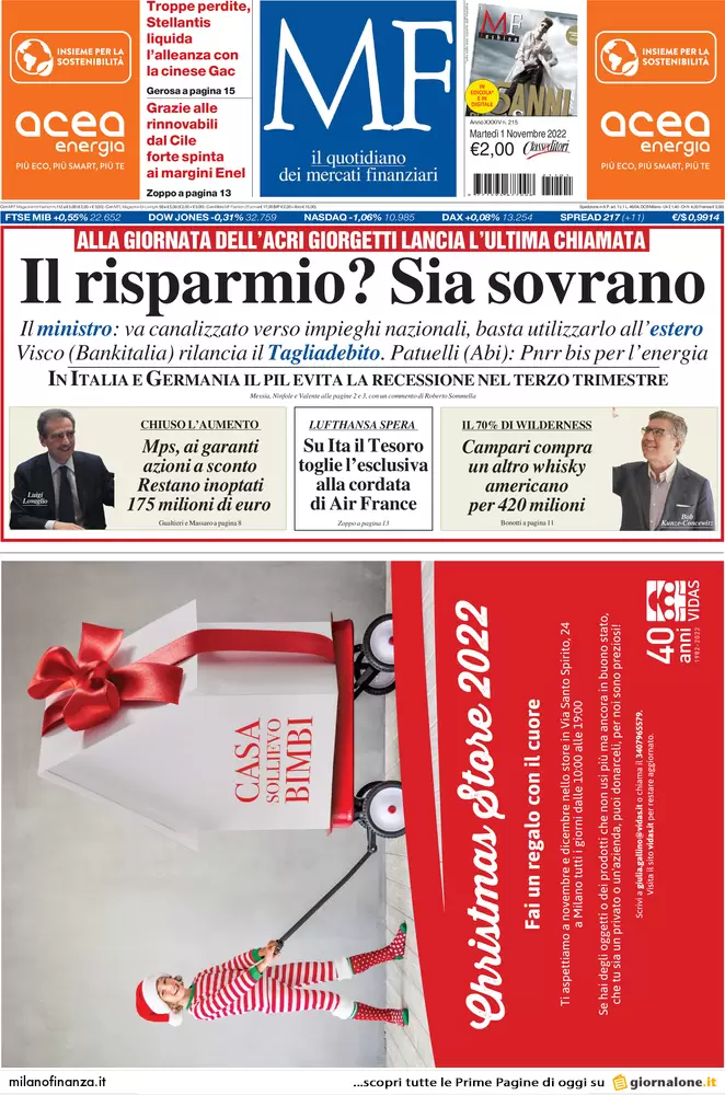 Prime pagine giornali economici 1 novembre. Il Superbonus scenderà al 100%