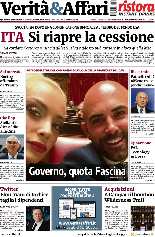 Prime pagine giornali economici 1 novembre. Il Superbonus scenderà al 100%