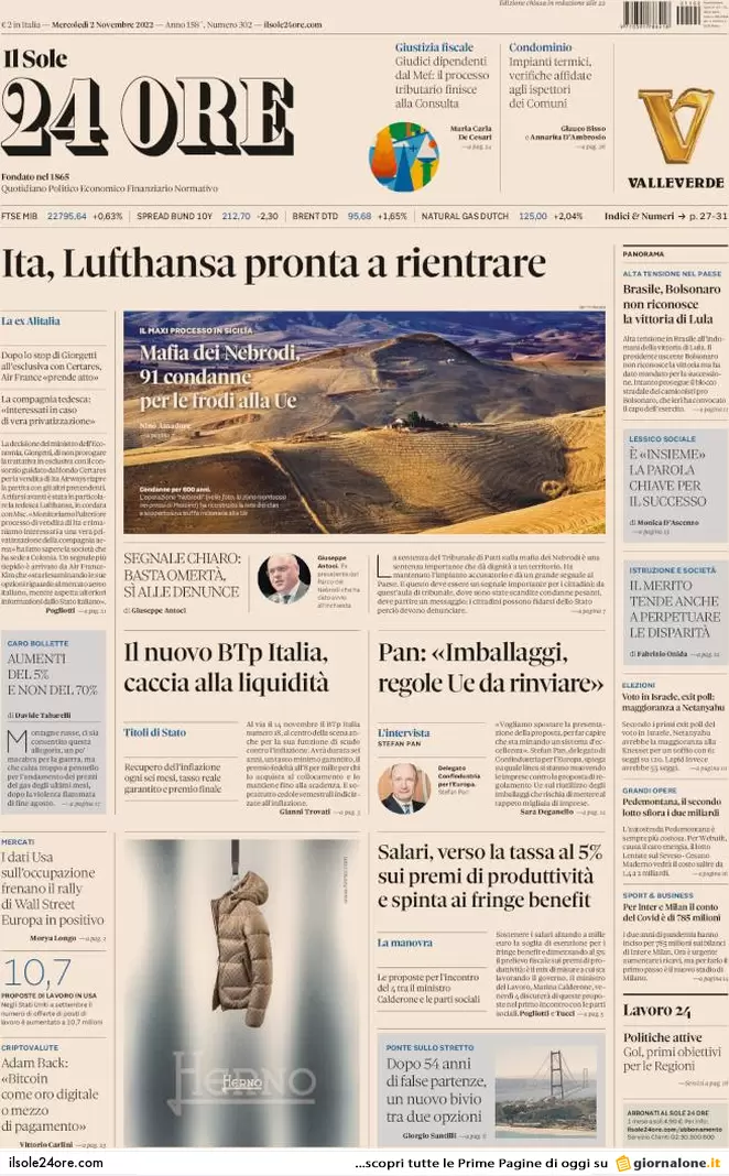 Prime pagine giornali 2 novembre 2022. Addio ai Navigator: “Niente proroga” Prime pagine giornali 2 novembre 2022. Addio ai Navigator: “Niente proroga”