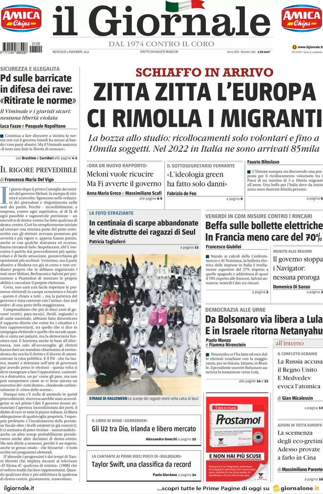 Prime pagine giornali 2 novembre 2022. Addio ai Navigator: “Niente proroga” Prime pagine giornali 2 novembre 2022. Addio ai Navigator: “Niente proroga”