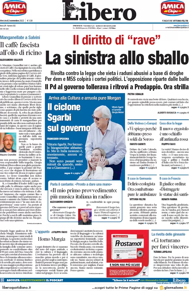 Prime pagine giornali 2 novembre 2022. Addio ai Navigator: “Niente proroga” Prime pagine giornali 2 novembre 2022. Addio ai Navigator: “Niente proroga”