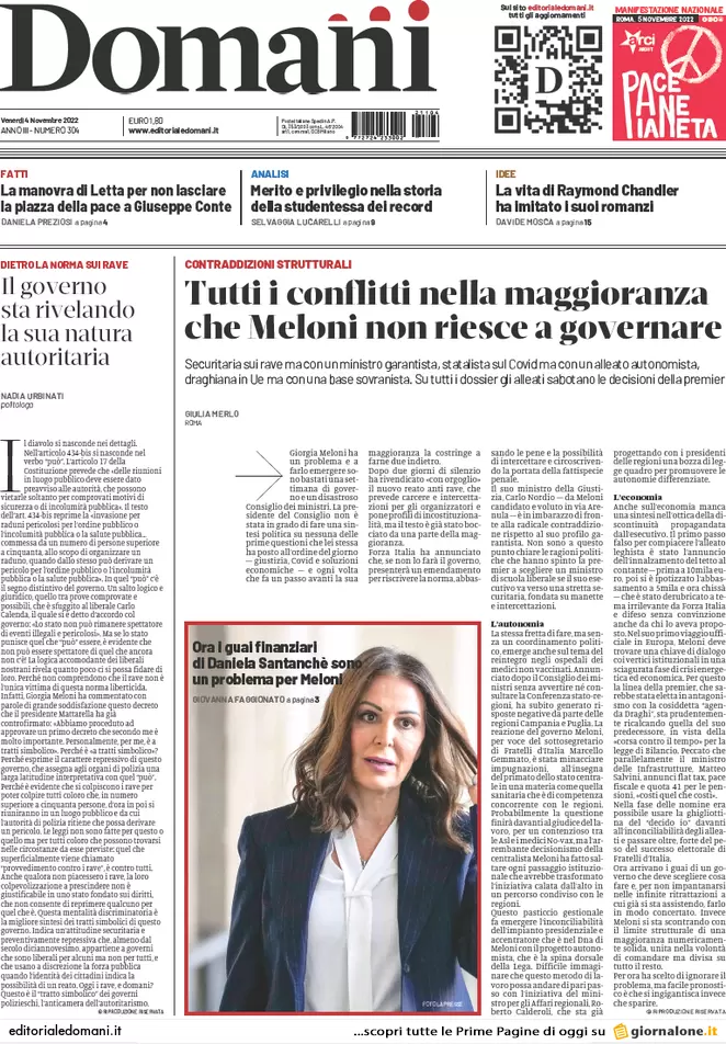 Prime pagine giornali 4 novembre 2022. Dietrofront sui no-vax, multe in arrivo