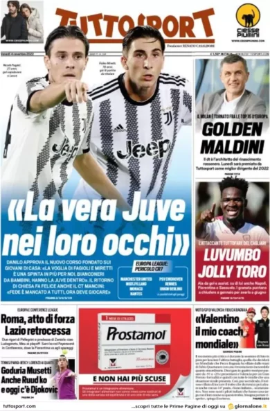 Prime pagine giornali 4 novembre 2022. Dietrofront sui no-vax, multe in arrivo