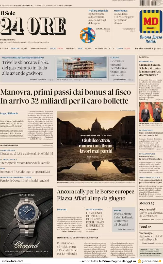 Prime pagine giornali economici 5 novembre. Un ministero anti burocrazia Prime pagine giornali economici 5 novembre. Un ministero anti burocrazia