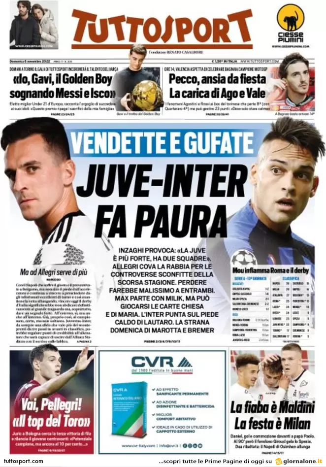 Prime pagine giornali 6 novembre 2022. Sulla guerra divisioni tra i pacifisti