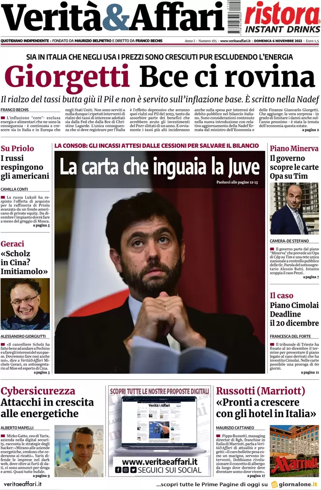Prime pagine giornali economici 6 novembre. Irpef, evasione boom tra autonomi Prime pagine giornali economici 6 novembre. Irpef, evasione boom tra autonomi