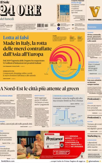 Prime pagine giornali economici 7 novembre. Tetto al contante, verso 10mila €