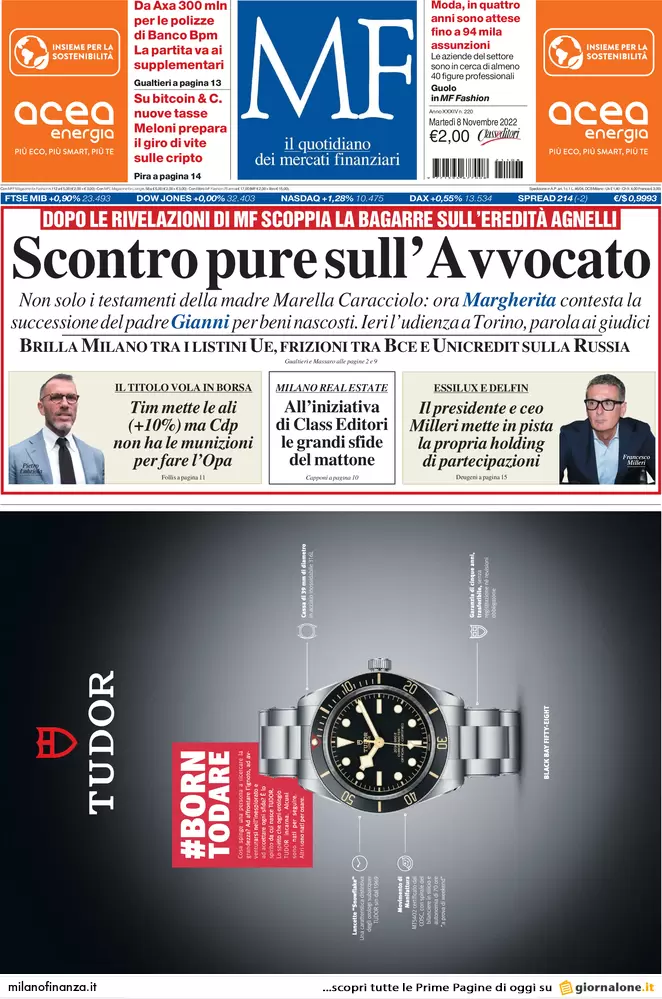 Prime pagine giornali economici 8 novembre. Soros, 128mln per sostegno a Biden