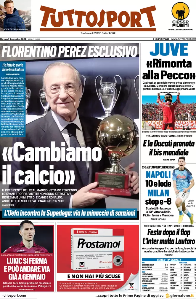 Prime pagine giornali 9 novembre 2022. Lazio, il Pd va con Calenda e Renzi Prime pagine giornali 9 novembre 2022. Lazio, il Pd va con Calenda e Renzi