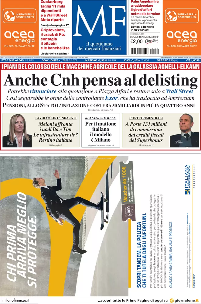 Prime pagine giornali economici 10 novembre. L’Ue insiste con l’Italia sul Mes