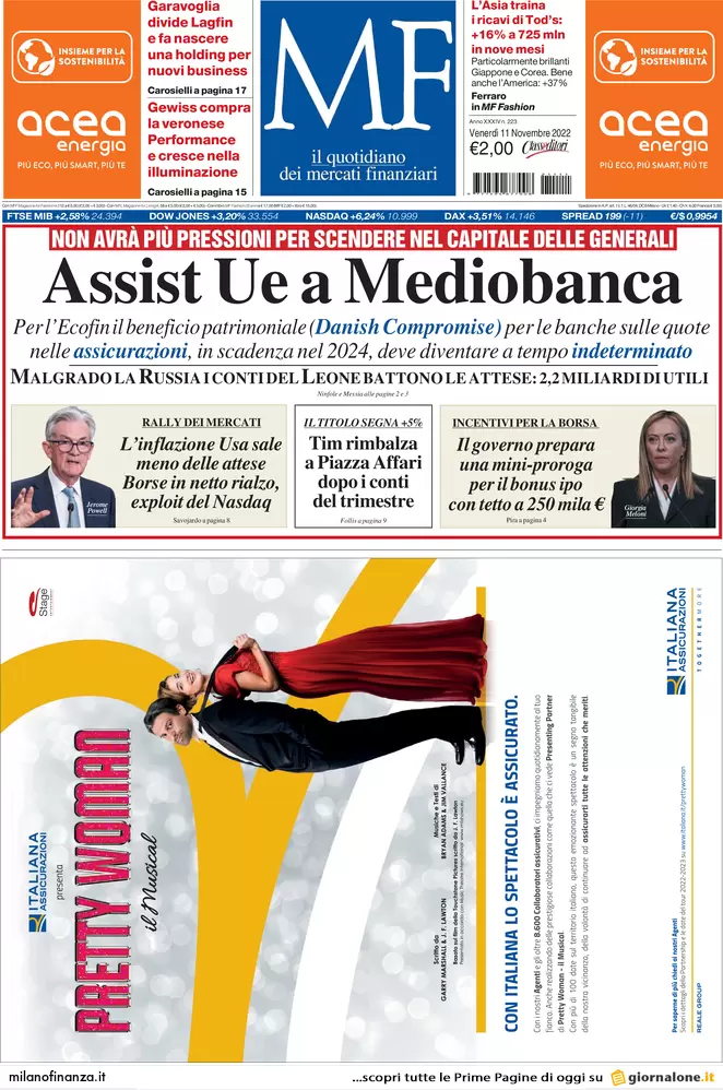 Prime pagine giornali economici 11 novembre. Bollette, pagamenti rateizzabili Prime pagine giornali economici 11 novembre. Bollette, pagamenti rateizzabili