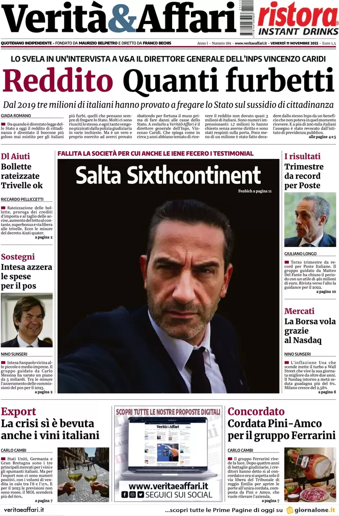 Prime pagine giornali economici 11 novembre. Bollette, pagamenti rateizzabili Prime pagine giornali economici 11 novembre. Bollette, pagamenti rateizzabili