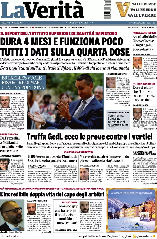 Prime pagine giornali 13 novembre 2022. Migranti, il Sud Europa con l’Italia