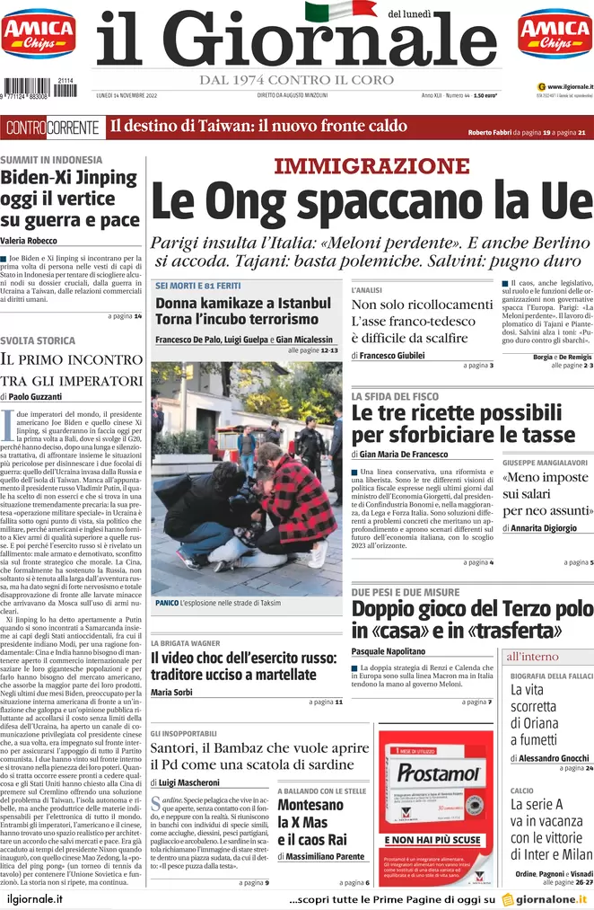 Prime pagine giornali 14 novembre 2022. L’8 per mille finanzia preti pedofili