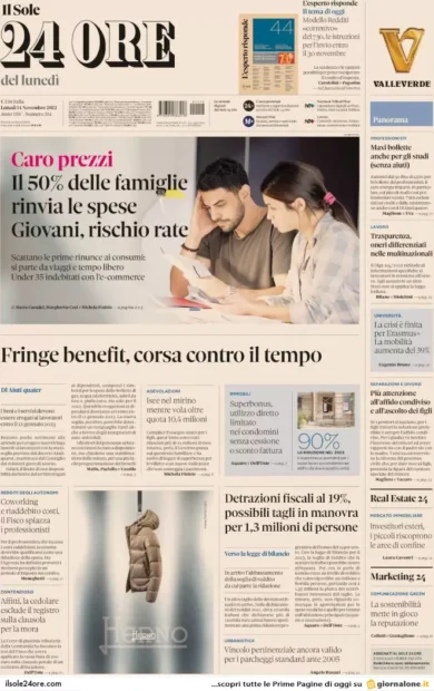 Prime pagine giornali economici 14 novembre. Papà, congedo parentale obbligato