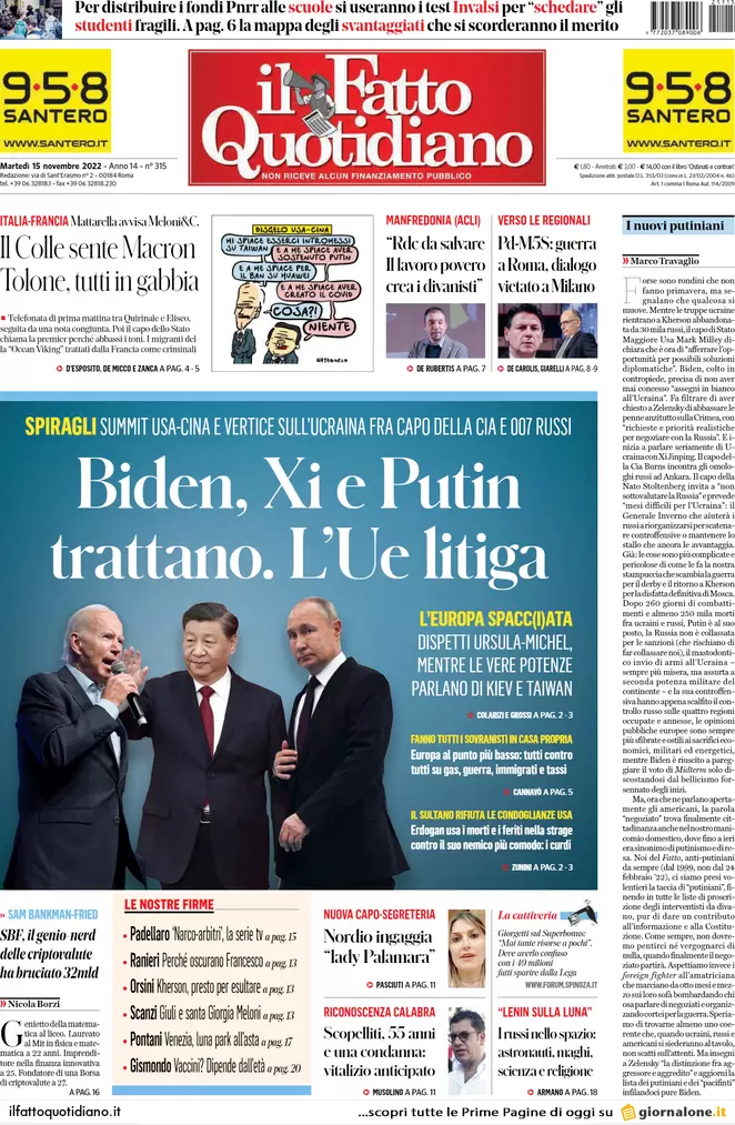 Prime pagine giornali 15 novembre 2022. Potere ai prefetti: “Fermare le Ong”