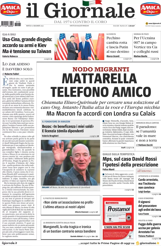 Prime pagine giornali 15 novembre 2022. Potere ai prefetti: “Fermare le Ong”