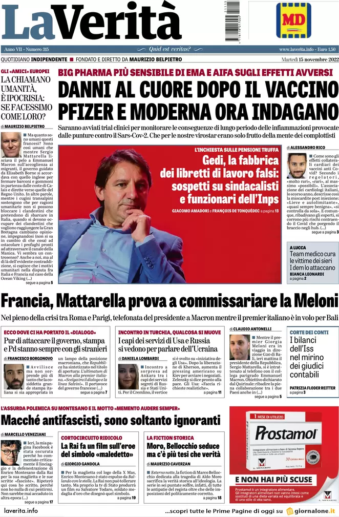 Prime pagine giornali 15 novembre 2022. Potere ai prefetti: “Fermare le Ong”