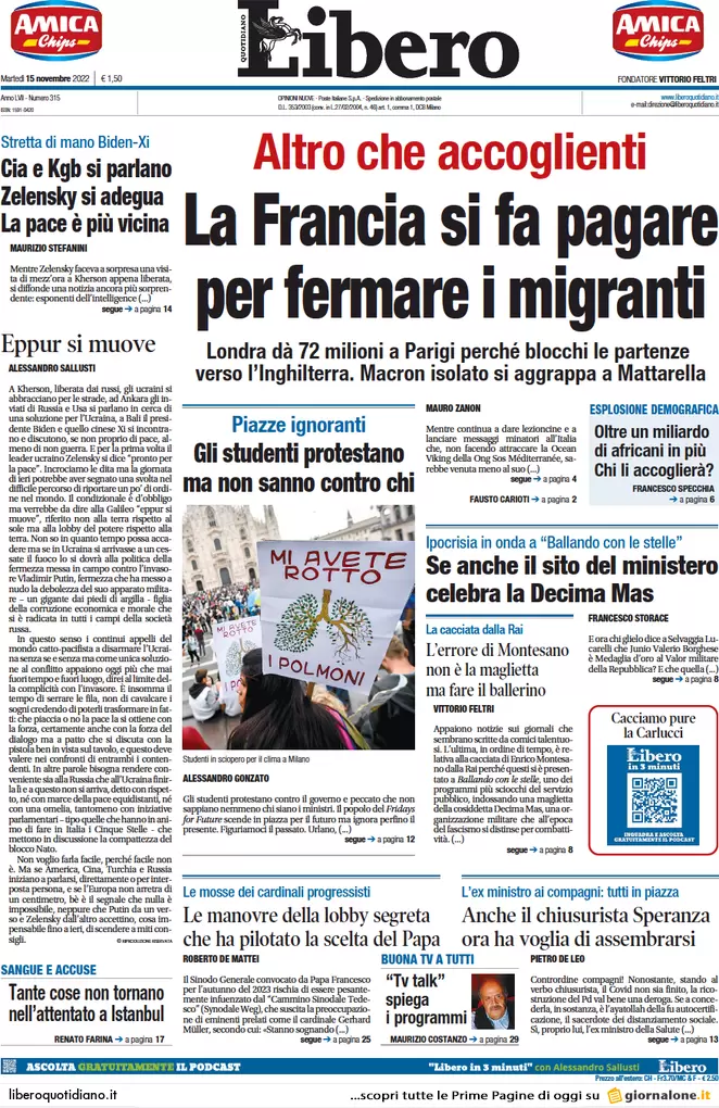 Prime pagine giornali 15 novembre 2022. Potere ai prefetti: “Fermare le Ong”