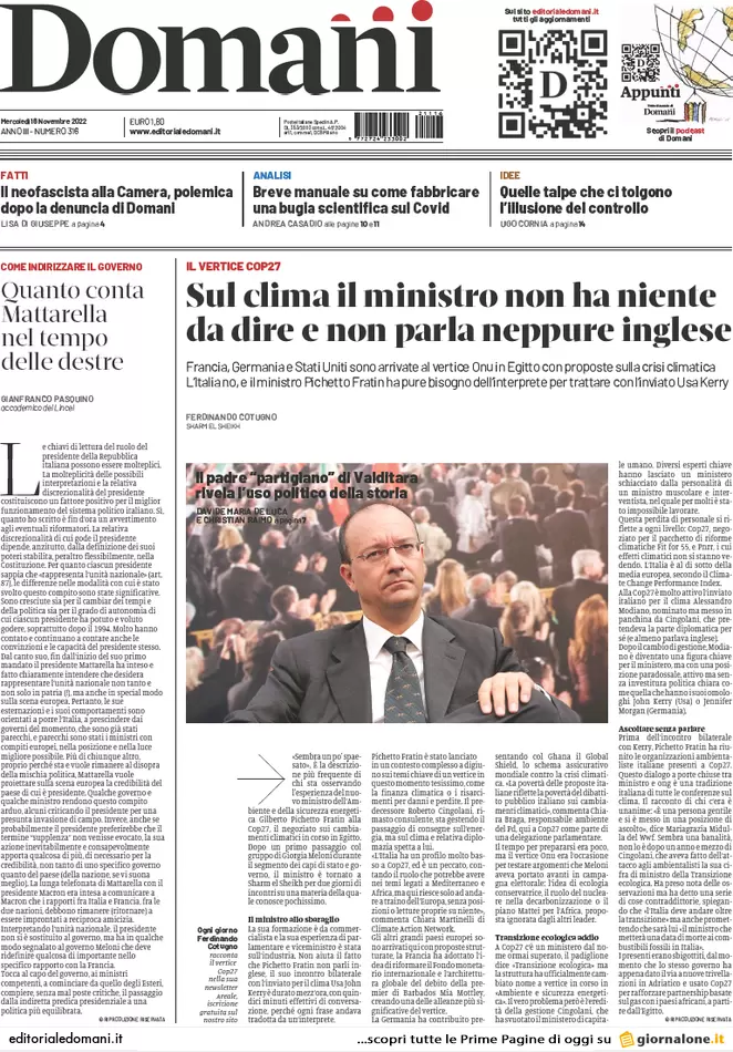 Prime pagine giornali 16 novembre 2022. Il governo grazia gli evasori: condono