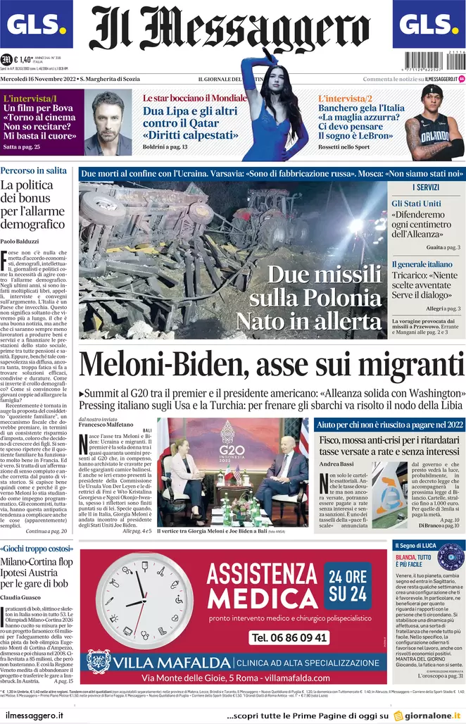 Prime pagine giornali 16 novembre 2022. Il governo grazia gli evasori: condono