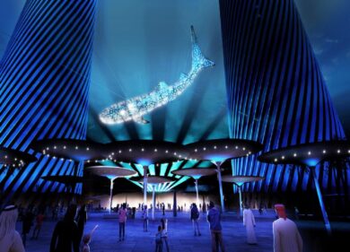 Qatar: inaugurato “Al Nehem”, lo squalo balena di Balich. FOTO