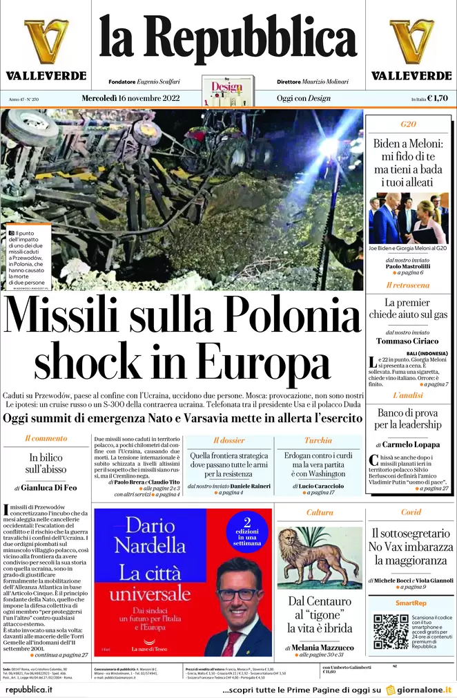 Prime pagine giornali 16 novembre 2022. Il governo grazia gli evasori: condono