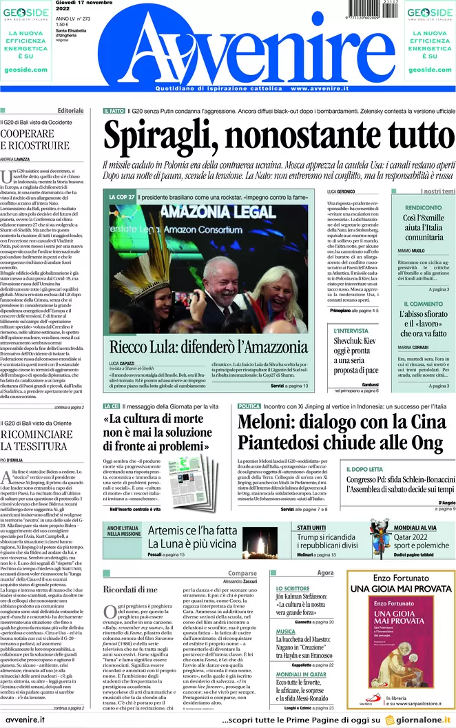 Prime pagine giornali 17 novembre 2022. Rientro capitali, ipotesi sanatoria