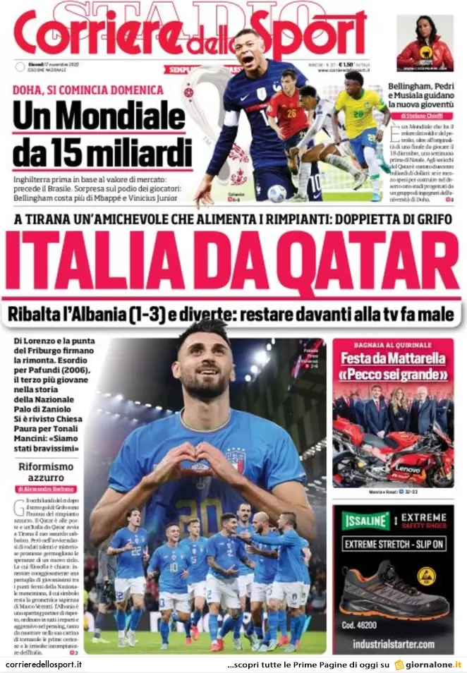 Prime pagine giornali 17 novembre 2022. Rientro capitali, ipotesi sanatoria