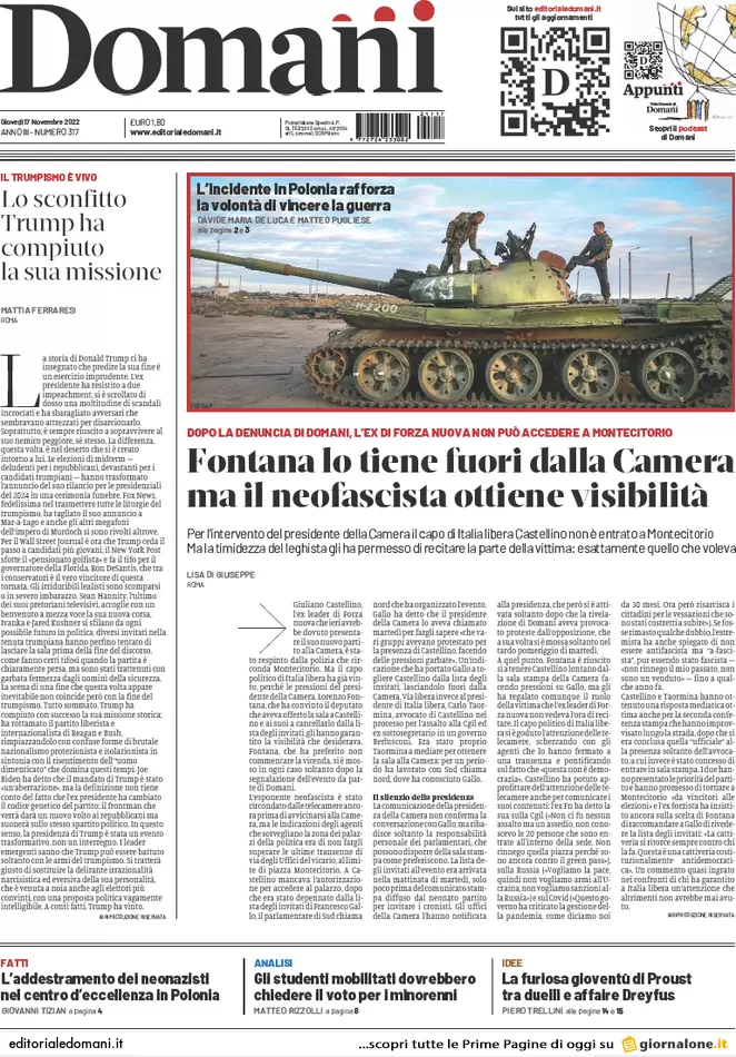 Prime pagine giornali 17 novembre 2022. Rientro capitali, ipotesi sanatoria