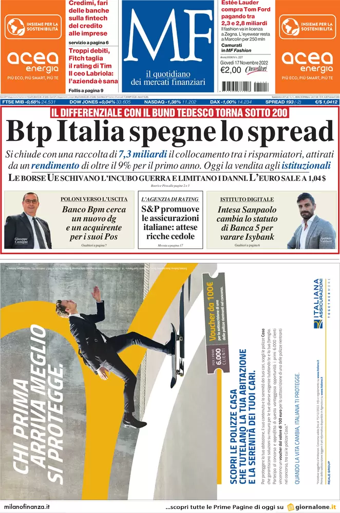 Prime pagine giornali economici 17 novembre. Bonus, cessione crediti decennale Prime pagine giornali economici 17 novembre. Bonus, cessione crediti decennale