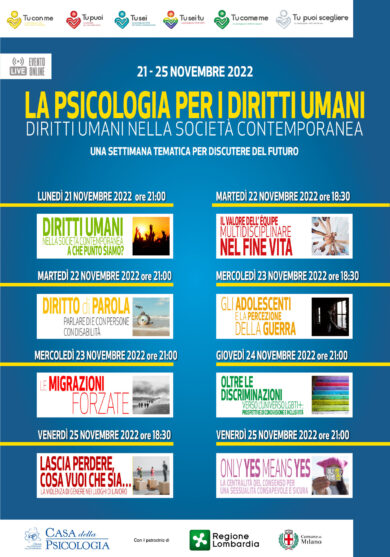 Ordine degli psicologi, ecco la settimana della psicologia e dei diritti umani