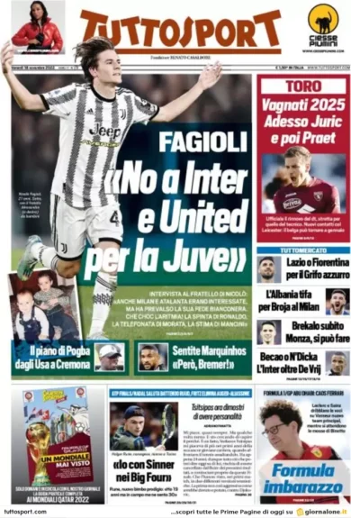 Prime pagine giornali 18 novembre 2022. Tetto al contante, stop del Quirinale