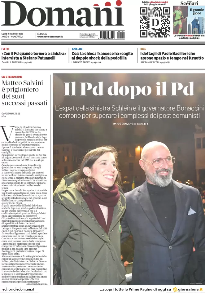 Prime pagine giornali 21 novembre 2022. Manovra, scontro sul taglio del Rdc
