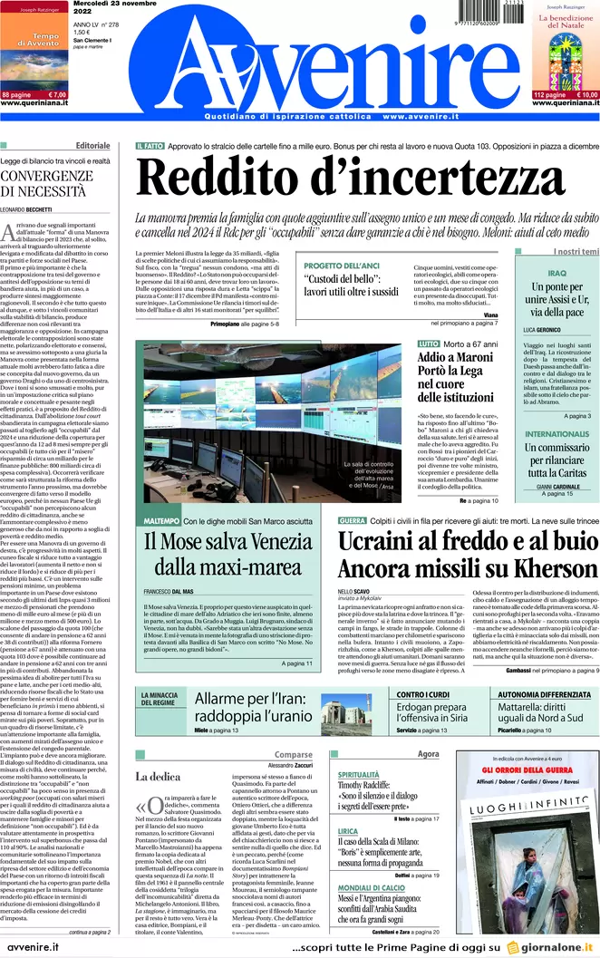 Prime pagine giornali 23 novembre 2022. Serial killer Roma, 600 € per la fuga Prime pagine giornali 23 novembre 2022. Serial killer Roma, 600 € per la fuga