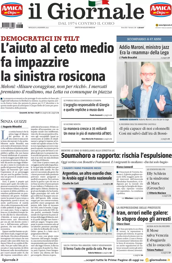 Prime pagine giornali 23 novembre 2022. Serial killer Roma, 600 € per la fuga Prime pagine giornali 23 novembre 2022. Serial killer Roma, 600 € per la fuga