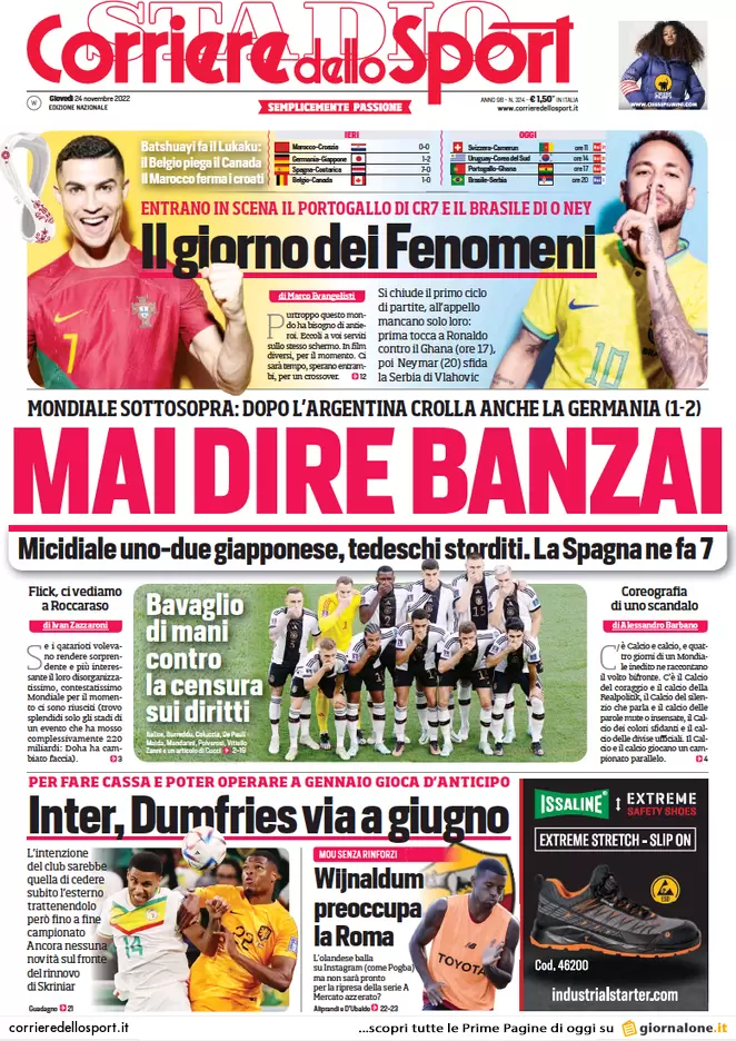 Prime pagine giornali 24 novembre 2022. Manovra, condono sulle criptovalute