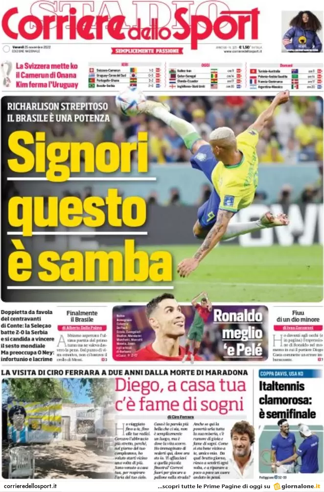 Prime pagine giornali 25 novembre 2022. Europa, Fdi e Lega difendono Orban